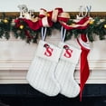 thumbnail image 4 of christmas decorations Christmas decorations: Children's knitted white embroidered Christmas socks, Christmas decorations, 4 of 5