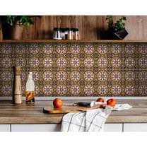 HomeRoots 8" X 8" Old World Ole Peel and Stick Tiles Brown