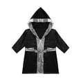 thumbnail image 3 of Moggemol Garçons Enfants Robe de Boxe Robe Longueur Complète Cape à Capuche en Satin avec Ceinture Tenue de Boxe d'Halloween Noir&Argent 8, 3 of 5
