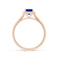 thumbnail image 3 of ANGARA Lab Grown Cushion Rectangular Blue Sapphire Engagement Ring for Women in 14K Rose Gold (Size-7x5mm) | September Birthstone, Anniversary, Jewelry Gift for Women | Lab-Grown Blue Sapphire Ring, 3 of 8