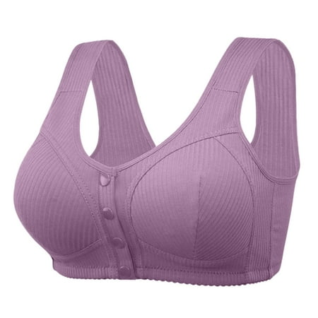 Fsqjgq Womens Underwear Strapless Bras for Women 38C Bras for Women Comfort New Thread Cloth Pure Front Button Medium And Old Age Large Size No Steel Ring Bra Back-Smoothing Full Figure Bras Lingerie