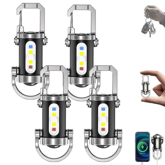 Portable Mini Keychain Flashlight Super Bright Rechargeable Type-C LED Light with Waterproof Design Multiple Lighting Modes Portable light source Function for Camping Hiking