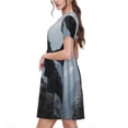 thumbnail image 2 of Naloa Valley Gray Dragon Print Womens Summer A-Line Dress with Pockets,Short Sleeve Dresses,Flowy Beach Swing Dress for Vacation Travel, 2 of 6