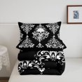 thumbnail image 5 of Homewish Spooky Halloween Skull Twin Comforter Sets,Retro Damask Bedding Set,Black White,Black Reversible,2pcs,1 Comforter and 1 Pillowcase, 5 of 7