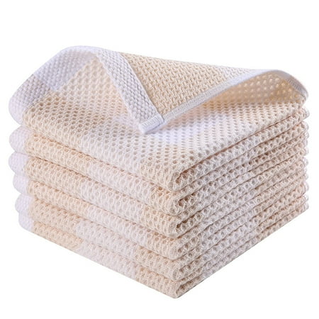 

Cotton Kitchen Towels Waffle Weave Check Plaid Designed Super Soft and Absorbent Dish Towels Pack of 6 12 x 12 Inch