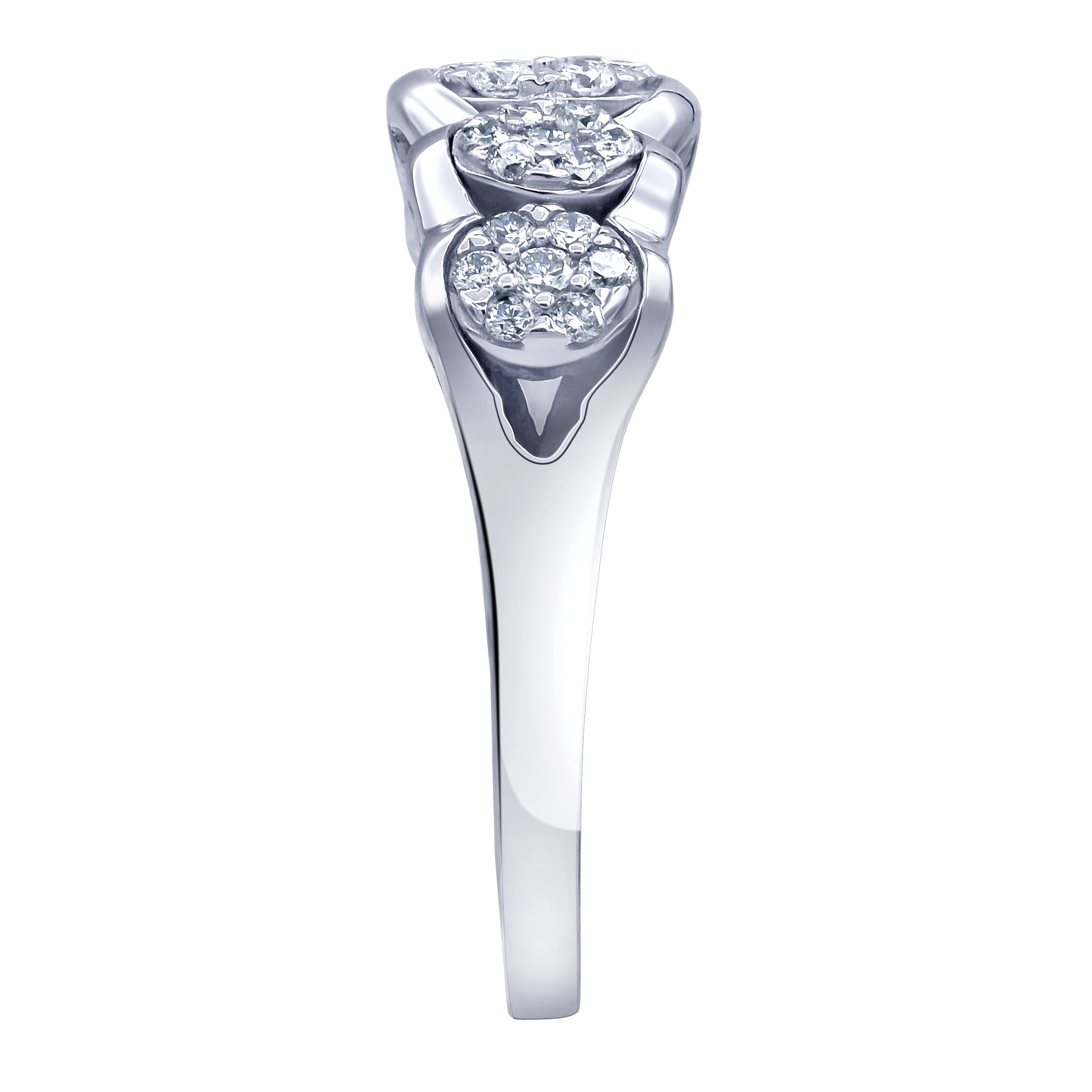 Arista 1/2 Carat T.W Round Lab Grown Diamond Women's Five Cluster Wedding Ring in Sterling Silver (I, SI)