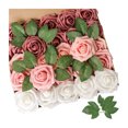 thumbnail image 1 of 25 rosas artificiales de tallo largo de tacto real, ramo de rosas de seda sintética para bodas, fiestas, centros de mesa y decoración de festivales., 1 of 8