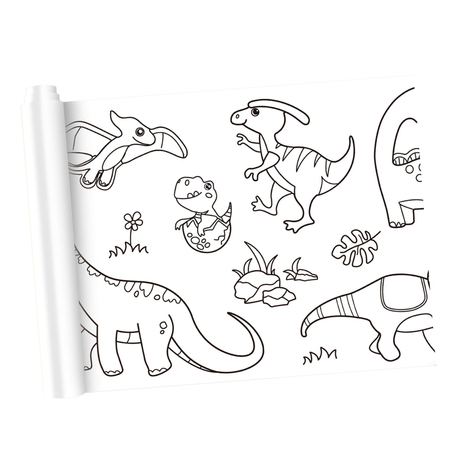 HOMYL 2xColoring Posters Birthday Gift DIY Art Paper Roll Sticky for Home Drawing Dinosaur Paradise 2 Pcs