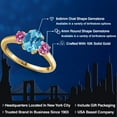 thumbnail image 2 of Gem Stone King 10K Yellow Gold Swiss Blue Topaz and Pink Moissanite Engagement Ring for Women | 1.76 Cttw | Oval Checkerboard 8X6MM | Gemstone November Birthstone | Size 5, 2 of 6