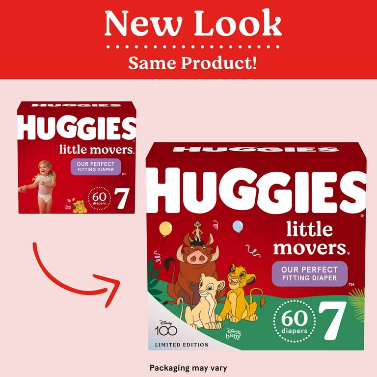 *New Designs* Huggies Little Movers Size 7 *SAMPLE* of SIX (6) Diapers