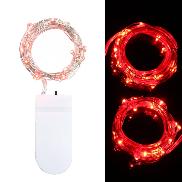 Graflsoa 1M Mini Copper Wire LED String Lights - 10 SMD 0603 LEDs, IP65 Waterproof, Red Light, Battery Not Included, Lightweight & Portable for Romantic Ambiance