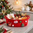 thumbnail image 4 of Twfbrm Christmas Storage Baskets, Small Santa Claus Reindeer Xmas Tree Ornaments Gift Basket with Handles and Pom-Poms, Cute Soft Woven Basket Christmas Decoration for Holiday Party Home Decor(Red), 4 of 5