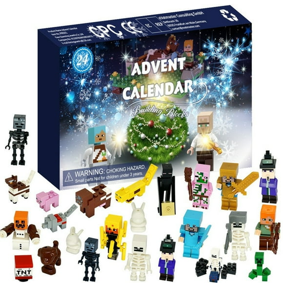 LEGO Minecraft 2024 Christmas Advent Calendar Kids, Minecraft Building Blocks 24-Days Countdown Calendar Including 24 Characters, Boys Advent Calendar Surprise Christmas Gifts for Fans