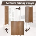 thumbnail image 5 of 4-Panel Room Dividers and Folding Privacy Screens Partition Walls for Bedroom Wooden Screen Divider Portable Freestanding Privacy Wall, Brick, 5 of 8