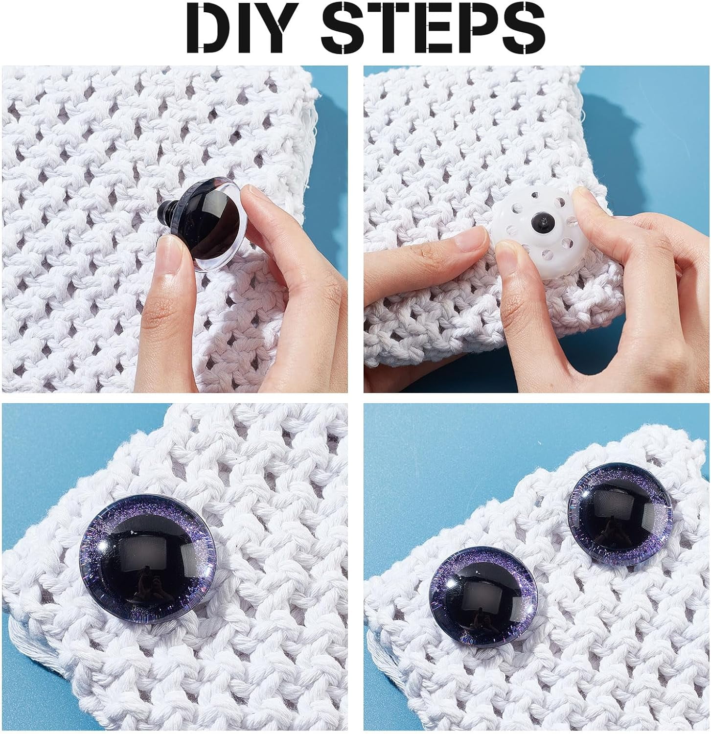 PH 24 Sets Plastic Safety Eyes 6 Colors Stuffed Glitter Animal Eyes 35mm Craft Crochet Eyes for Teddy Bear Amigurumi Craft Puppet Plush Animal Making for DIY