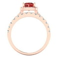 thumbnail image 4 of Clara Pucci 14K Rose Gold Princess Cut 0.75Ct Natural Garnet Engagement Ring + Matching Band - Luxury Box Included, 4 of 7