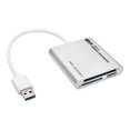 thumbnail image 1 of Tripp Lite USB 3.0 SuperSpeed Multi-Drive Memory Card Reader/Writer Aluminum 5Gbps - Card reader (CF I, CF II, MMC, SD, RS-MMC, MMCmobile, microSD, MMCplus, DV RS-MMC, SDHC, microSDHC, SDXC, UHS/MMC) - USB 3.0, 1 of 4