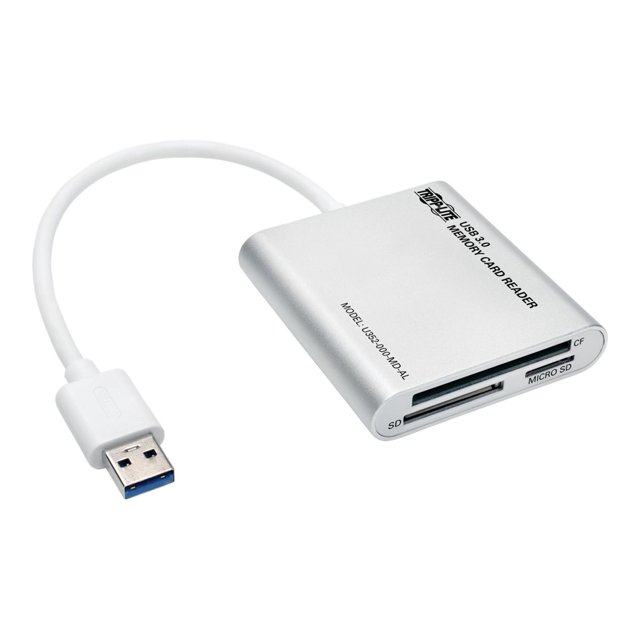 Tripp Lite USB 3.0 SuperSpeed Multi-Drive Memory Card Reader/Writer Aluminum 5Gbps - Card reader (CF I, CF II, MMC, SD, RS-MMC, MMCmobile, microSD, MMCplus, DV RS-MMC, SDHC, microSDHC, SDXC, UHS/MMC) - USB 3.0