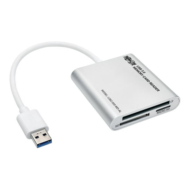 Tripp Lite USB 3.0 5Gbps SuperSpeed Multi-Drive Memory Card Reader/Writer Aluminium - Lecteur de Cartes (CF I, CF II, MMC, SD, RS-MMC, MMCmobile, microSD, MMCplus, DV RS-MMC, SDHC, microSDHC, SDXC, UHS/MMC) - USB 3.0