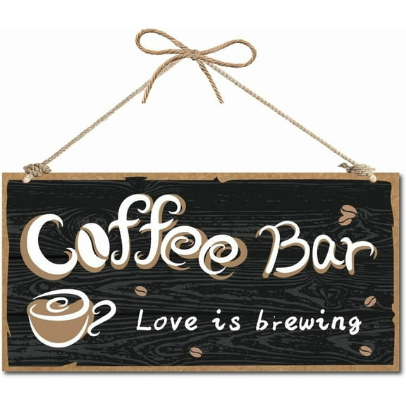 Coffee Bar Decor Wood Sign Home Decorative Wood Sign Plaque Hanging Wall Art Wood Board Door Sign Plaque Rustic Vintage Kitchen Decoration for Coffee Shop Corner 12x6 Inch Love Is Brewing diy