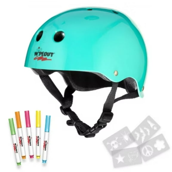 Dry Erase Kids' 8 Helmet - Teal: Medium, Padded, Vented, Adjustable Strap