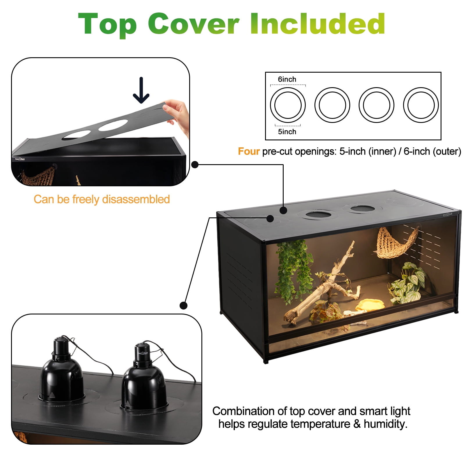 4x2x4 48x24x46 PVC Reptile Enclosure, 230 Gallon Tall Reptile Tank with Tempered Glass Doors and Lock for Arboreal Reptiles and Snakes by Toxirium
