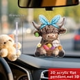 thumbnail image 6 of Wooowa Easter Acrylic Highland Cow Pendant, Creative Small Hanging Figurine, Holiday Decor for Door Window Garden, 6 of 7