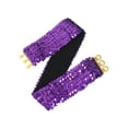 thumbnail image 3 of Women's Glitter Sequin Belts Stretchy Sparkly Cinch Belt Disco Party Costume Elastic Waist Accessory, Purple, 25", 3 of 6