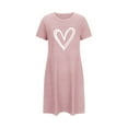 thumbnail image 4 of Lovskoo Heart Print Nightgowns for Women Plus Size Night Shirts Short Sleeve Mini Dress Night Gown Dress Casual Pajamas Soft Sleepwear Pink, 4 of 7
