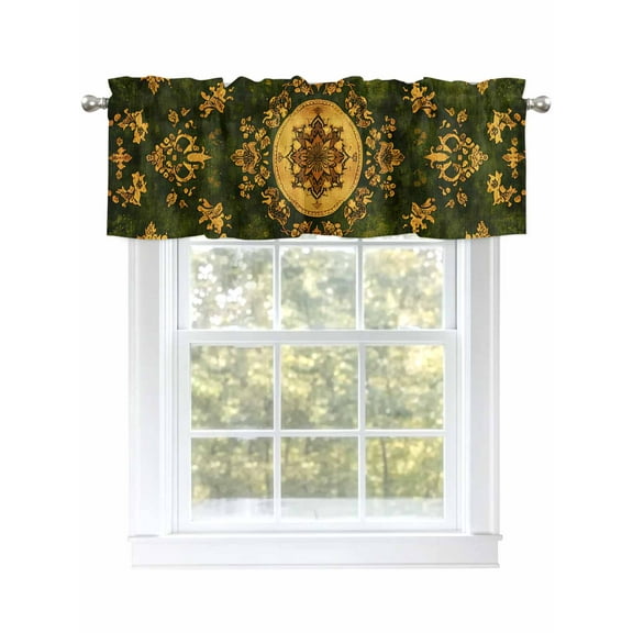 Forest Green Striped Curtain Valances for Windows, Gradient Summer Window Valances, Window Treatment Rod Pocket Valance Curtains for Living Room/Kitchen/Bedroom/Bathroom, 54x18in