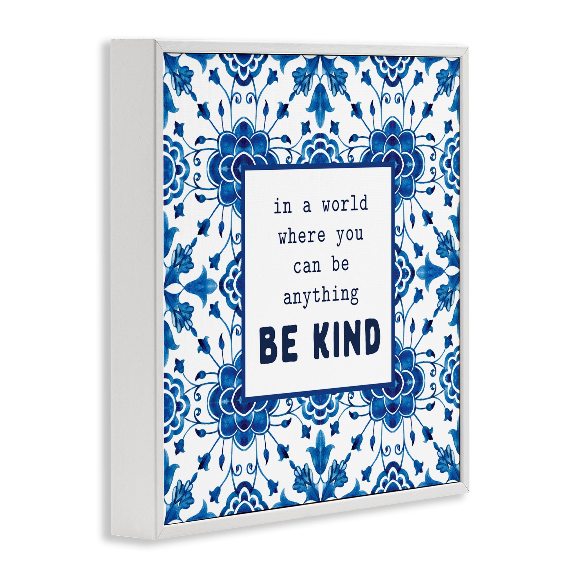 Patterned Be Kind Encouragement White Framed Giclee Art, design by Lettered and Lined