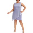 thumbnail image 1 of Connected Apparel Womens Metallic Overlay Pleated Sheath Dress softlilac 22W, 1 of 1