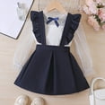 thumbnail image 2 of Sngxgn Girl's Casual 2 Piece Outfits Long Sleeve Tees and Pleated Skirt Set(Blue,100), 2 of 6