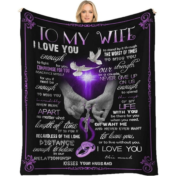 LHSHID Gifts for Wife Blankets from Husband to My Wife Blanket Wedding for Her Christmas Valentines Birthday Gifts for Wife Soft Throws Blanket for Women