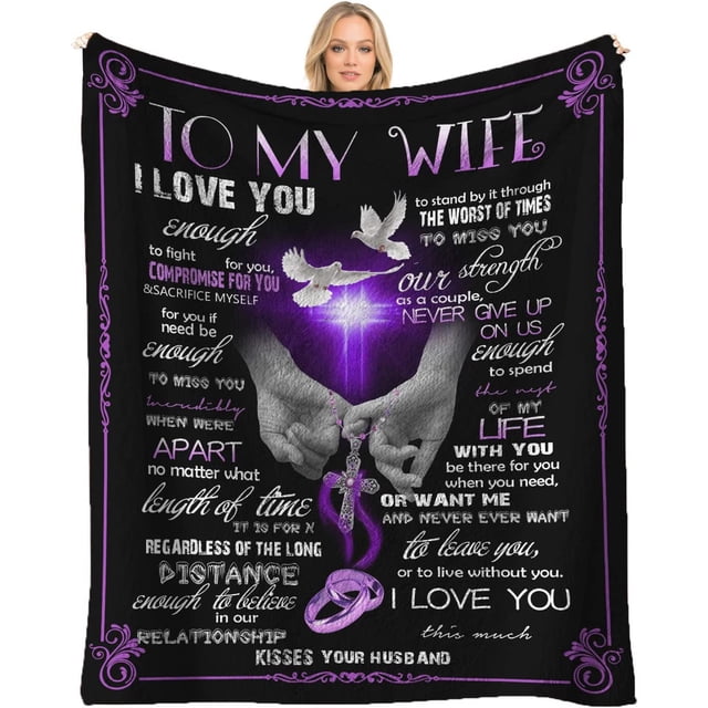 LHSHID Gifts for Wife Blankets from Husband to My Wife Blanket Wedding for Her Christmas Valentines Birthday Gifts for Wife Soft Throws Blanket for Women