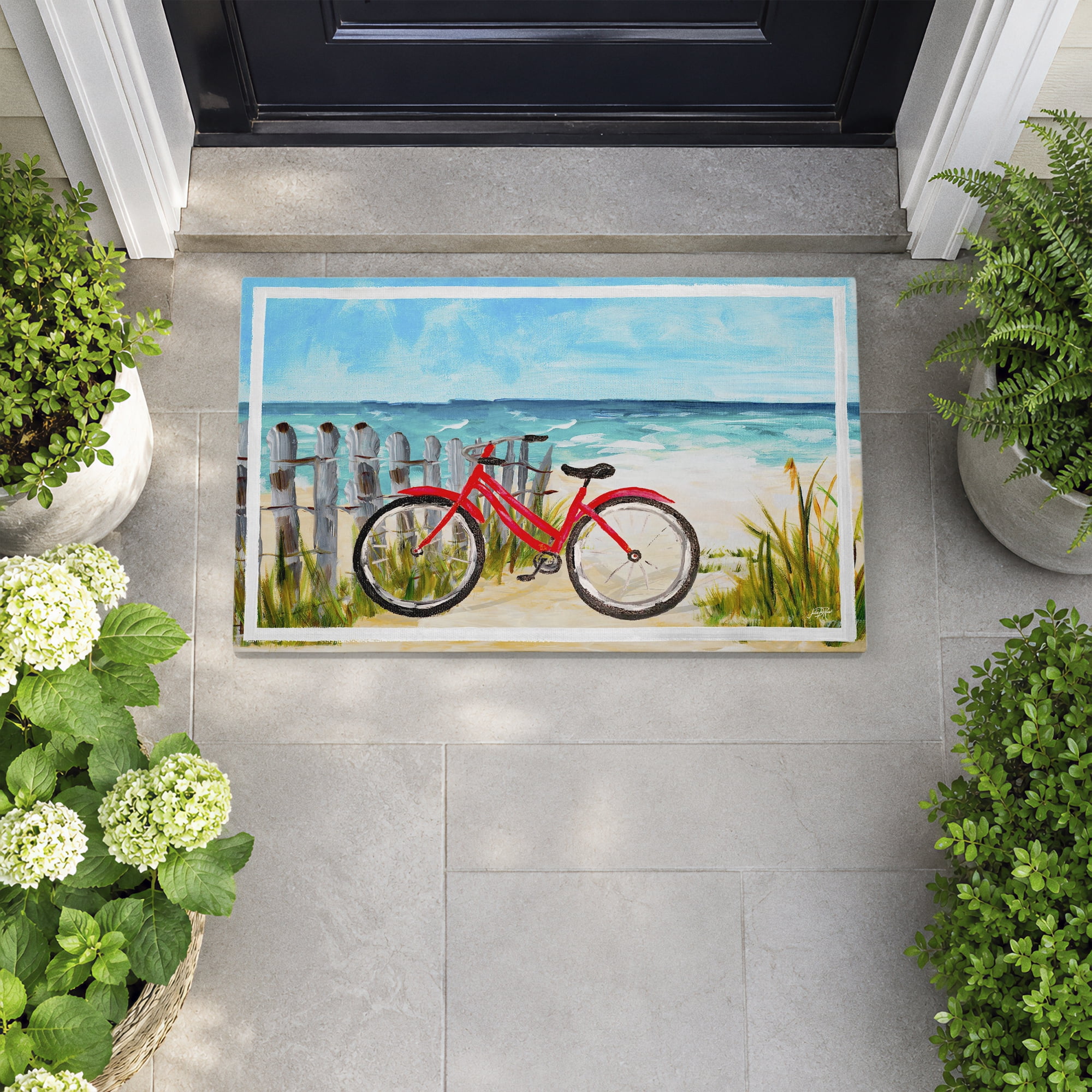 Stupell Industries Coastal Rides on Bicycle Printed Outdoor Door Floor Mat, design by Julie DeRice