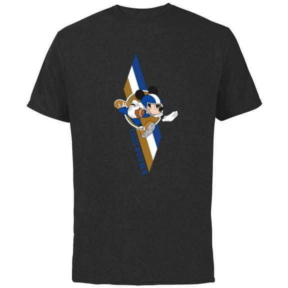 Disney Mickey Mouse Football Touchdown Sports - Short Sleeve Cotton T-Shirt for Adults - Customized-Black