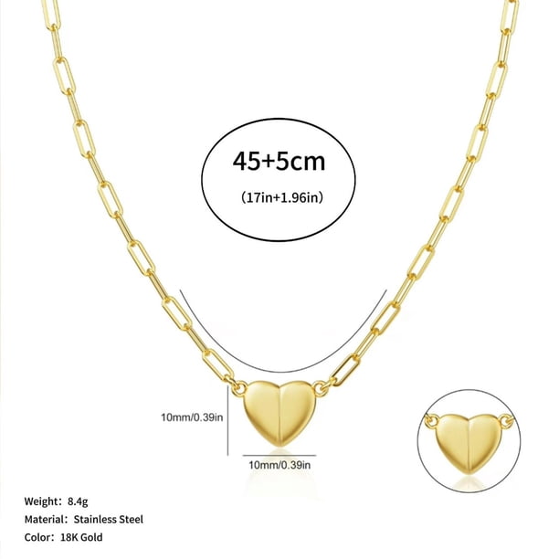Collar Magnético de Amor con Hebilla de Resorte y Cadena para El Cuello, Colgante de Regalo