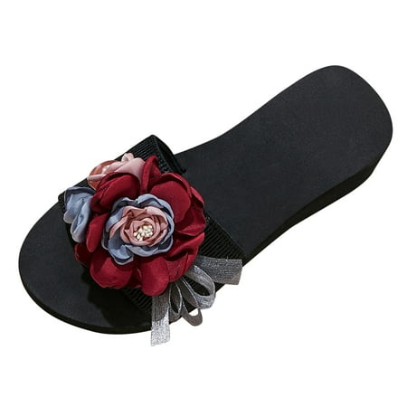 

Women Slippers Womens Flats Slippers House Slippers Indoor Outdoor Womens EVA Sandals Slide Beach Sandal Flower Sandals Shoes Red 9