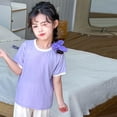 thumbnail image 5 of LYMAYTER Kids Summer Short-Sleeve T-Shirt for Girls 2-12T Baby Toddler Solid Color 100% Organic Cotton Tees Shirt Tops, 5 of 11
