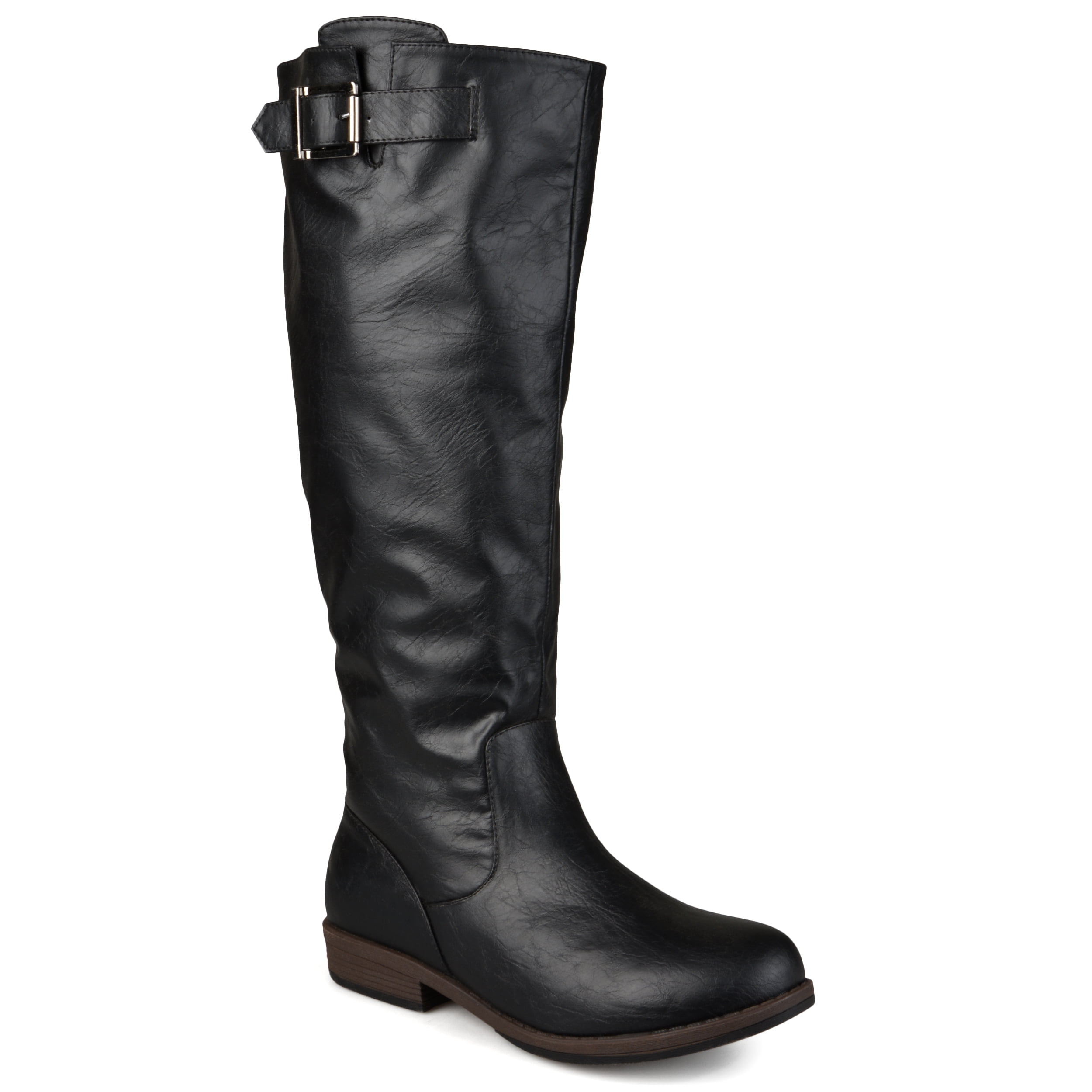 Brinley Co. Brinley Co. Wide Calf Round Toe Buckle Detail Boots