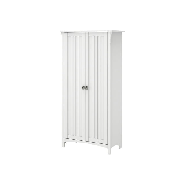 Bush Furniture Salinas Armoire de Rangement Haute avec Portes en Blanc Pur