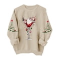 thumbnail image 2 of VKOYWKM Oversized Christmas Sweatshirts for Women Xmas Holiday Long Sleeve Crew Neck Sweatshirt Christmas Wine Glass Graphic Pullover Tops, 2 of 8