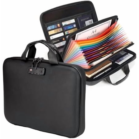5200°F Fireproof Document Boxes with TSA Lock, Upgraded 16 Pockets Fireproof&Waterproof File Organizer, Hard-Shell Safe Box for Important Certificates, Passport, Laptop$$Office