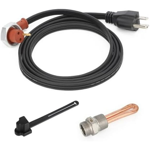 3500022 Engine Block Immersion Heater with Cover Cap for Cummins ISB, QSB/Paccar PX-6, PX-7 5.9L 6.7L - 3/4" NPT Thread /120 Volts/750 Watts