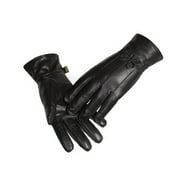 Reed Women's Genuine Leather Warm Lined Driving Gloves (M, BLACK)