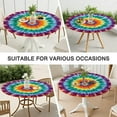 thumbnail image 7 of Rainbow Tie Dye Mandala Pattern Round Fitted Tablecloth with Elastic Edge,Dining Table Cover Waterproof,Outdoor Round Tablecloth for Camping,Dining,Indoor and Outdoor, 7 of 7