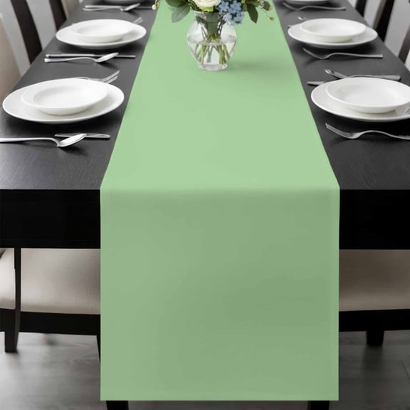 Green Table Runner 60 Inches Long, Minimalist Solid Color Modern Abstract Kitchen Coffee Dining Table Decoration for Home Party Birthday Wedding Home Decor 13x60 Inches