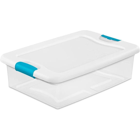 Sterilite 14968006 Latching Box, 32 qt Capacity, Plastic, Clear/White