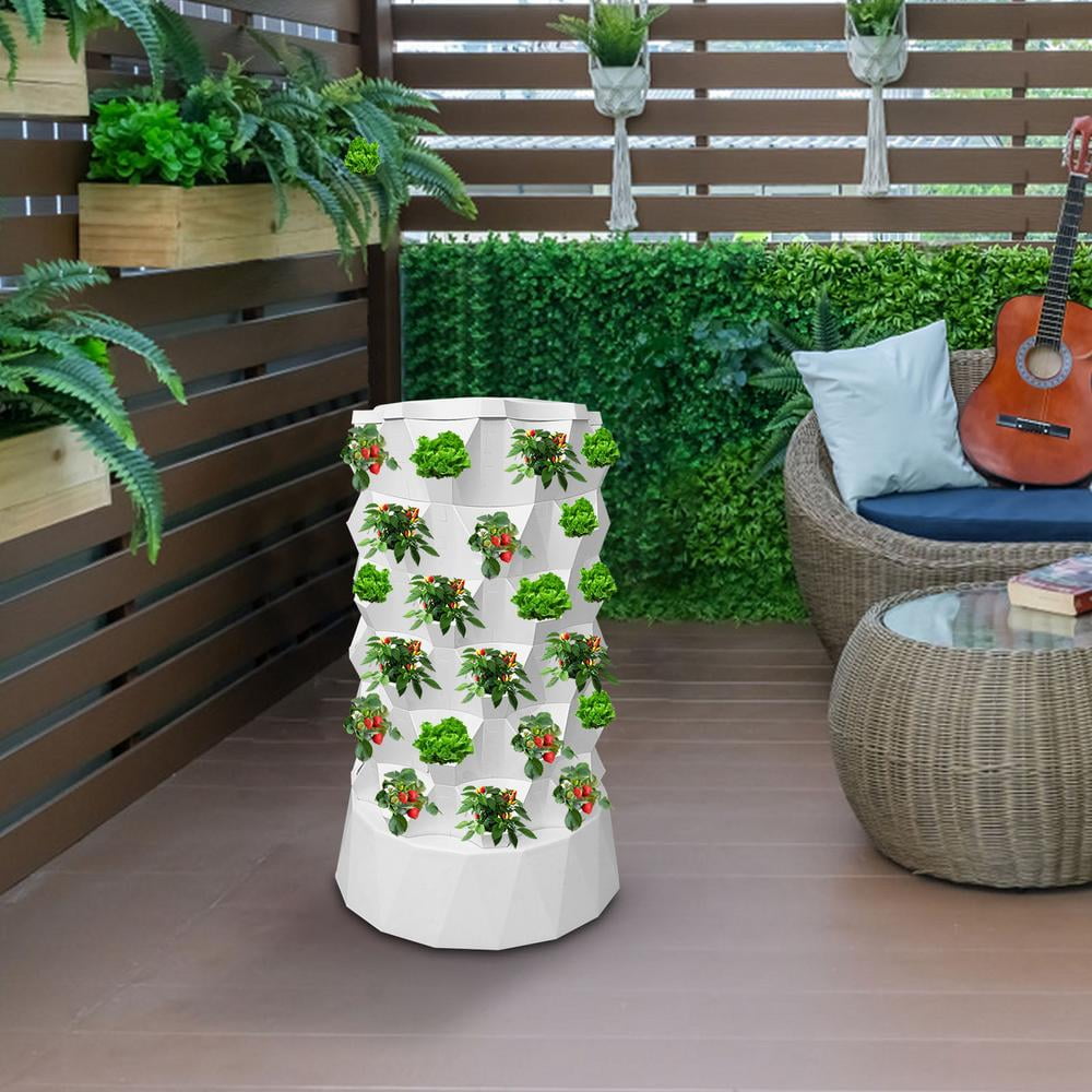 AIHOME Indoor Hydroponic Tower 48 Slots Hydroponic Vegetable Tower With Water Pump Apartment Flower Gardening Planter For Outdoor Spaces gently